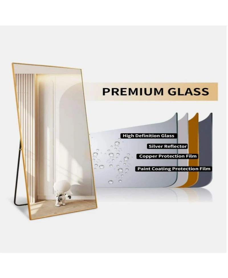 Homlux Rectangular Free Stand Mirror 18"x58" in Gold