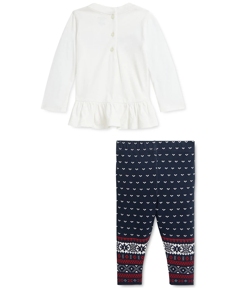 Polo Ralph Lauren Baby Peplum Tee & Printed Jersey Leggings Set
