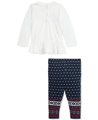 Polo Ralph Lauren Baby Peplum Tee & Printed Jersey Leggings Set