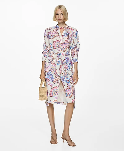 Mango Women's Printed Bow Dress