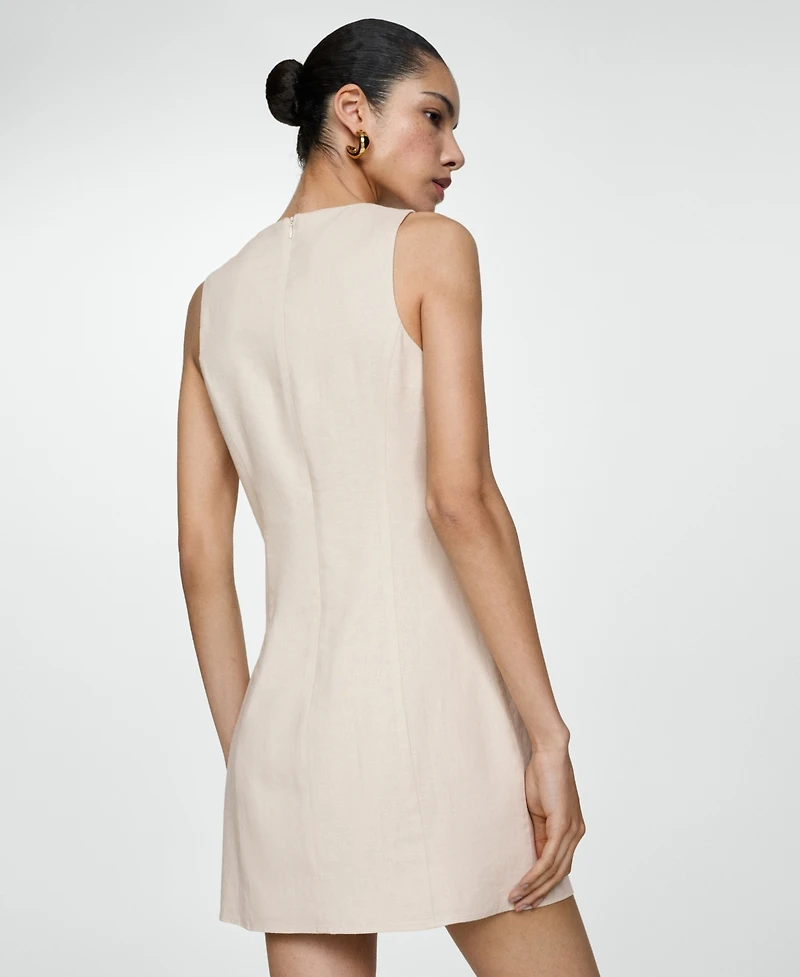Mango Women's Short Linen Dress