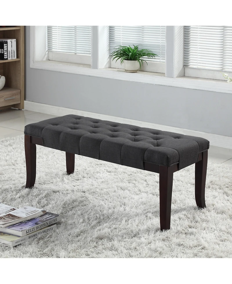 Streamdale Tufted Bench, Fabric, Gray