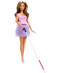 Barbie Fashionistas Doll Brown Hair & Eyes-Blind Doll with Cane and Sunglasses