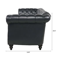 Streamdale 84.65" Pu Rolled Arm Chesterfield Three Seater Sofa