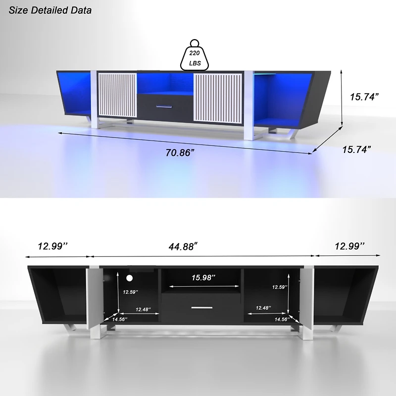 Streamdale Biplane Shape Led Tv Stand with Remote Control Lights