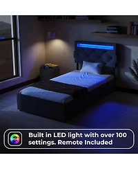 Streamdale Furniture Twin Bed Frame with Usb Charging, Led Lights, Headboard, Storage Drawers