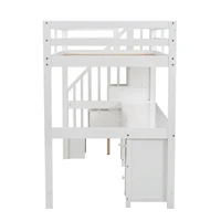 Streamdale White Loft Bed with Desk and Drawers
