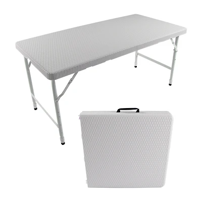 Streamdale 4FT Foldable Rattan Table, Portable & Durable