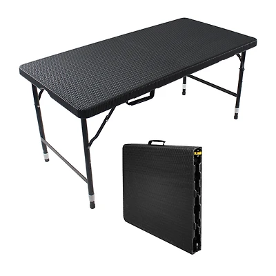 Streamdale 4FT Foldable Rattan Table, Portable, Waterproof, Stable