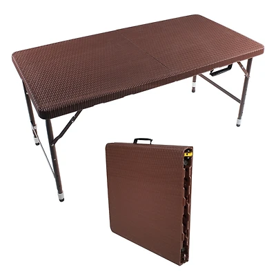4FT Folding Rattan Table, Portable & Durable