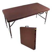 4FT Folding Rattan Table, Portable & Durable