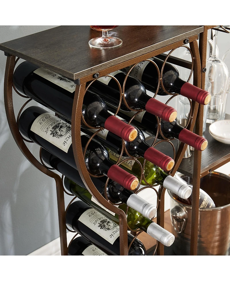 Streamdale 5-Tier Wine Rack with Hanging Glass Holder and Storage Shelves