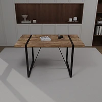 Streamdale Industrial Dark Wood Dining Table for 4-6, Mdf Top, Metal Legs