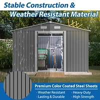 10x8FT Outdoor Storage Shed with Metal Base & Lockable Doors