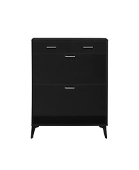 Simplie Fun Modern Freestanding Shoe Cabinet with Flip Drawers and Ample Storage