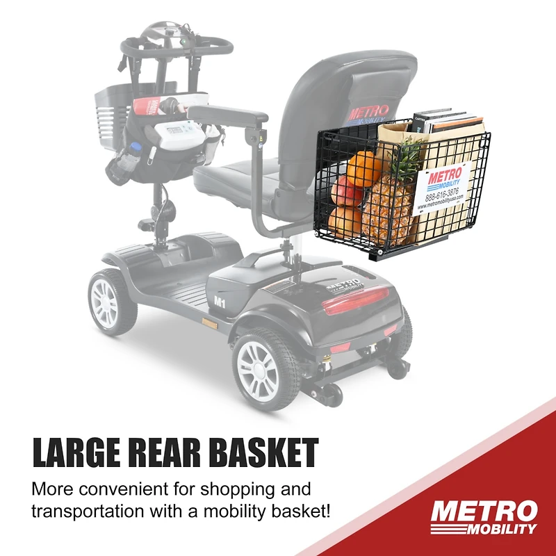 Streamdale Furniture Compact Travel Mobility Scooter: 300W Motor, 300lbs Capacity, Gloss Black