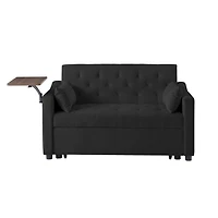 Streamdale Furniture Black Velvet Sofa Bed with Adjustable Positions
