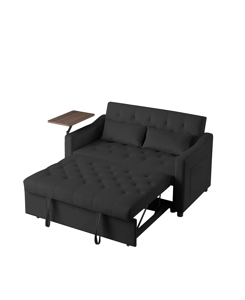Streamdale Furniture Black Velvet Sofa Bed with Adjustable Positions