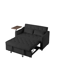 Streamdale Furniture Black Velvet Sofa Bed with Adjustable Positions
