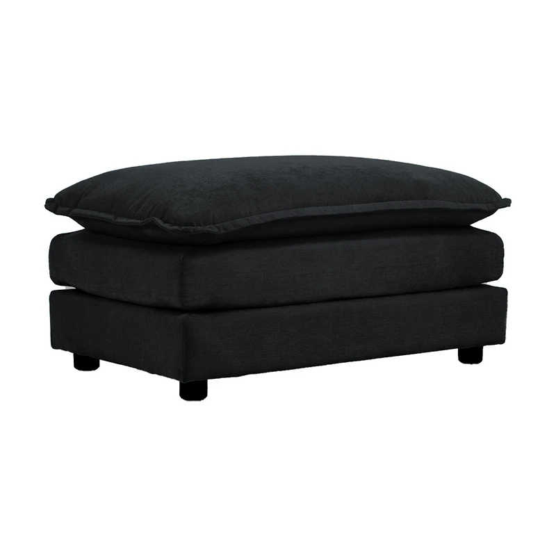Black Chenille Ottoman Footrest for Sofa