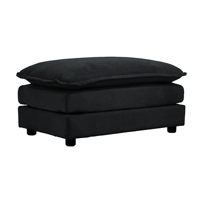 Black Chenille Ottoman Footrest for Sofa