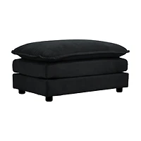 Black Chenille Ottoman Footrest for Sofa