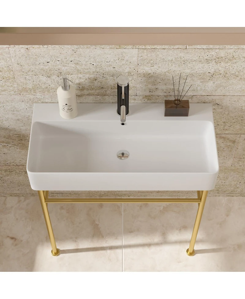 Streamdale Bathroom Console Sink with Gold Legs