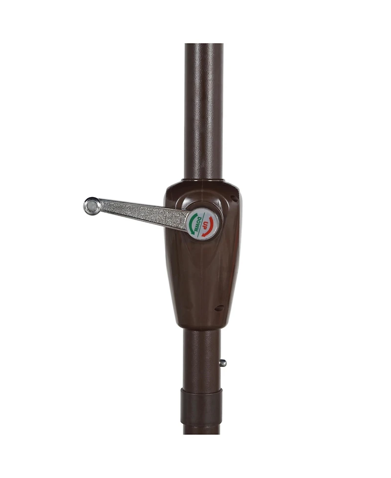 Jonathan Y 9ft Half Market Umbrella, Scalloped Fringe, Crank, Button Tilt, Uv Protection