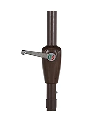 Jonathan Y 9ft Half Market Umbrella, Scalloped Fringe, Crank, Button Tilt, Uv Protection