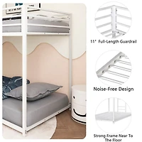 Simplie Fun Adam Sturdy Twin over Twin Metal Bunk White for Kids and Adult, Low Profile and Easy Climbing with Stable Ladder