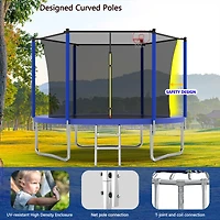 Streamdale Furniture 8FT Blue Trampoline with Safety Net and Ladder for Kids Outdoor