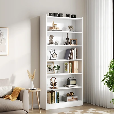 Tribesigns 78-inch Tall Bookcase, Modern 7-Tier White Library Bookshelf with Storage Shelves, Large Open Bookcases Wood Display Shelving Unit