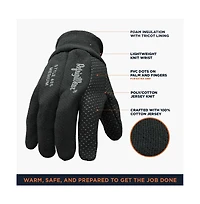 RefrigiWear Men's Insulated Jersey Cotton Knit Work Gloves with Dotted Grip (Pack of 12 Pairs)