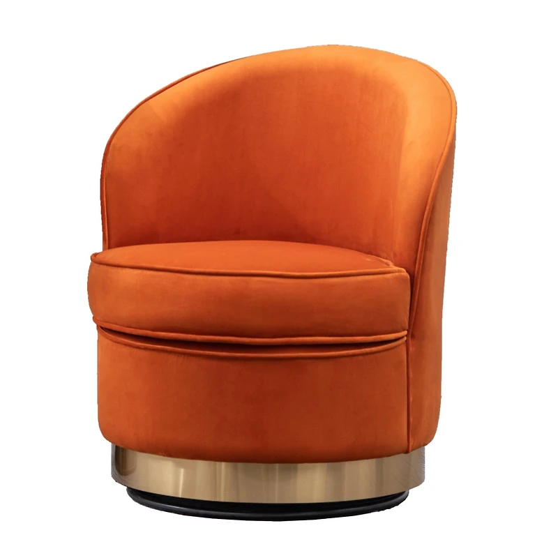 Streamdale Furniture Contemporary Velvet Swivel Chair, Orange
