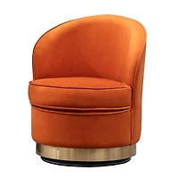 Streamdale Furniture Contemporary Velvet Swivel Chair, Orange