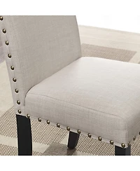 Streamdale Fabric Dining Chairs with Nailhead Trim, Set of 2, Tan
