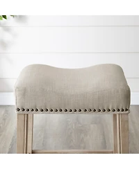 Streamdale Tan 24" Counter Stools, Upholstered, Backless, Set of 2