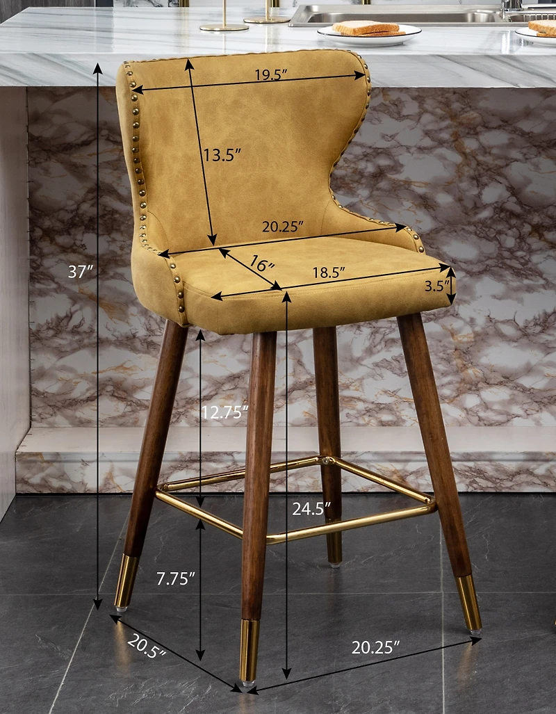 Streamdale Mid-Century Modern Suede-Like Counter Height Stools (Set of 2)
