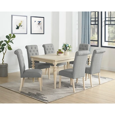 Simplie Fun 7-piece Dining Set, Turned-Leg Dining Table with 6 Tufted Chairs