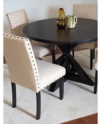 Streamdale 5-piece Dining Set, Cross-Buck Dining Table with 4 Stylish Chairs