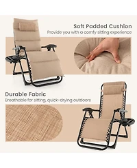 Skonyon Adjustable Metal Zero Gravity Lounge Chair with Removable Cushion and Cup Holder Tray