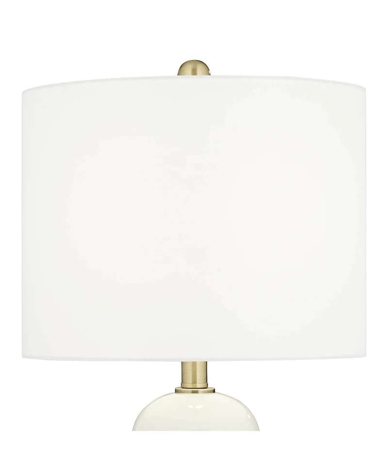 360 Lighting 26" High Mid Century Modern Coastal Table Lamp White Gold Ceramic Metal Single Living Room Bedroom Bedside Nightstand