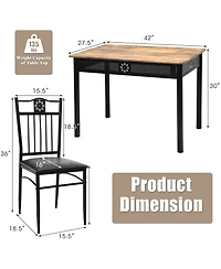 Sugift 5 Pieces Dining Set Wood Metal Table and 4 Chairs with Cushions
