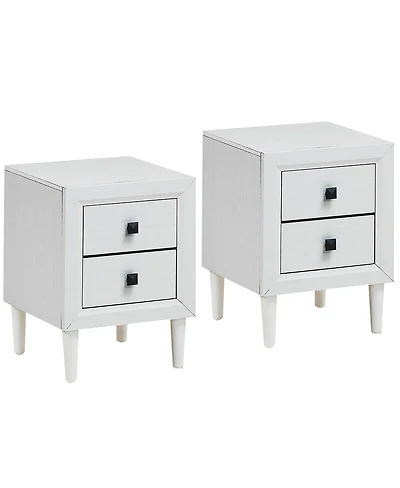 Sugift 2 Pieces Multipurpose Retro Nightstand Set with 2 Drawers