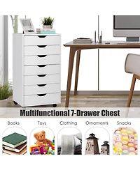 Sugift 7-Drawer Chest Storage Dresser Floor Cabinet Organizer with Wheels