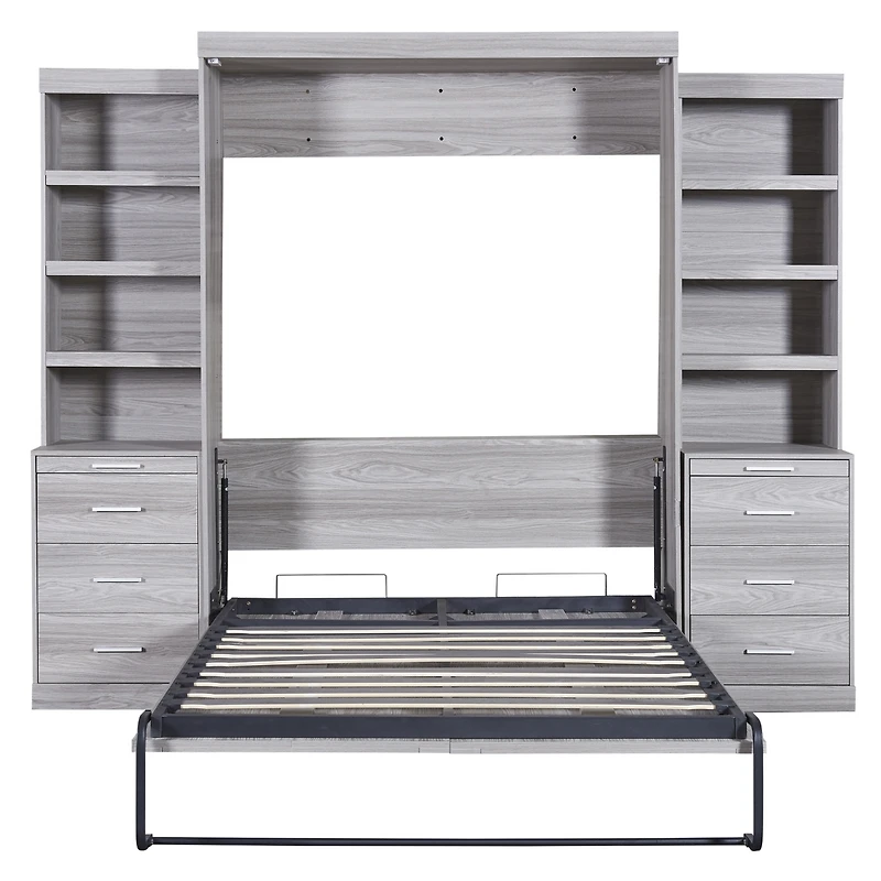 Streamdale Full Size Murphy Bed With Storage Shelves And Drawers