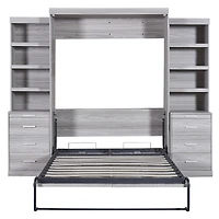 Streamdale Full Size Murphy Bed With Storage Shelves And Drawers