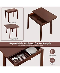 Sugift Kitchen Table Set for 2 Expandable Dining Table with 2 Upholstered Folding Chairs