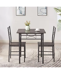 Streamdale 3-Piece Kitchen Dining Room Table Set Grey Chair