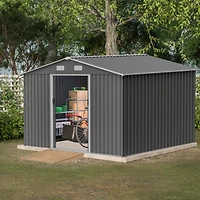 Spacious All-Weather 10x8 Galvanized Steel Storage Shed with Sliding Doors